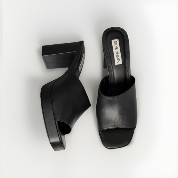 Steve Madden Shoes - Steve Madden Sianna Black Platform Mule Heels Womens 8.5 Made In Brazil